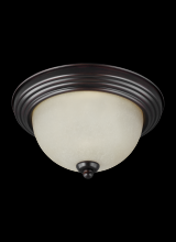  77065EN3-710 - Geary transitional 3-light LED indoor dimmable ceiling flush mount fixture in bronze finish with amb