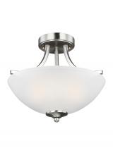  7716502EN3-962 - Geary transitional 2-light LED indoor dimmable ceiling flush mount fixture in brushed nickel silver