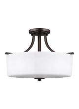  7728803EN3-710 - Canfield modern 3-light LED indoor dimmable ceiling semi-flush mount in bronze finish with etched wh