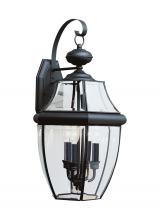  8040EN-12 - Lancaster traditional 3-light LED outdoor exterior wall lantern sconce in black finish with clear cu