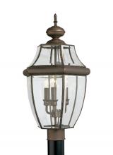  8239EN-71 - Lancaster traditional 3-light LED outdoor exterior post lantern in antique bronze finish with clear