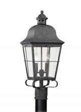  8262EN-46 - Chatham traditional 2-light LED outdoor exterior post lantern in oxidized bronze finish with clear s