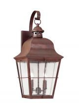  8463EN-44 - Chatham traditional 2-light LED outdoor exterior wall lantern sconce in weathered copper finish with