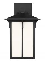  8552701EN3-12 - Tomek modern 1-light LED outdoor exterior small wall lantern sconce in black finish with etched whit