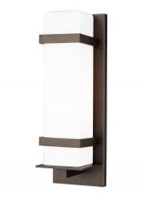  8620701EN3-71 - Alban modern 1-light LED outdoor exterior medium square wall lantern sconce in antique bronze finish