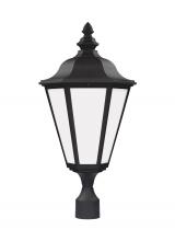  89025EN3-12 - Brentwood traditional 1-light LED outdoor exterior post lantern in black finish with smooth white gl