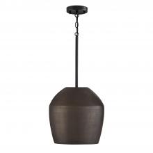  354212UR - 1-Light Handcrafted Terracotta Pendant in Umber and Matte Black