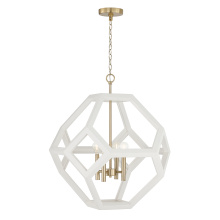 Capital 358441WM - 24" W x 28" H 4-Light Geometric Orb Pendant in Matte Brass with Handcrafted Mango Wood