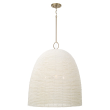 Capital 358814AD - 25" W x 30" H 3-Light Handcrafted Bell Pendant with Tiny Beads Painted Ivory in Aged Brass