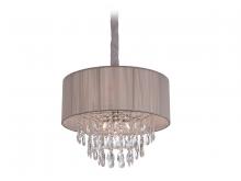  HF1506-TP - Vineland Ave. Collection Taupe Lined Silk String Shade and Crystal Hanging Fixture