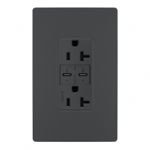  TR20USBPDG - radiant® 20A Tamper Resistant Ultra Fast PLUS Power Delivery USB Type C/C Outlet, Graphite