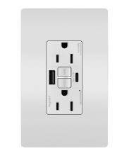  1597TRUSBACWC4 - radiant? Tamper-Resistant 15A Duplex Self-Test GFCI Receptacles with SafeLock? Protection, USB Type