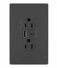  R26USBACG - radiant® 15A Tamper-Resistant USB Type A/C Outlet, Graphite