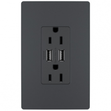  TM826USBGCCV4 - radiant® 15A Tamper-Resistant USB Outlet, Graphite