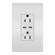  R26USBPDWCC6 - radiant® 15A Tamper Resistant Ultra Fast PLUS Power Delivery USB Type C/C Outlet, White