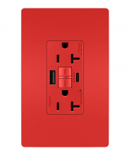  2097TRUSBACRED - radiant® Tamper-Resistant 20A Duplex Self-Test GFCI Receptacles with SafeLock® Protection, Type A/C 