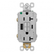  2097HGTRUSBACGRY - radiant? Hospital Grade Tamper-Resistant 20A Duplex Self-Test GFCI Receptacles with SafeLock?