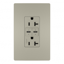  TR20USBPDNI - radiant® 20A Tamper Resistant Ultra Fast PLUS Power Delivery USB Type C/C Outlet, Nickel