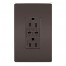  R26USBPDCC6 - radiant® 15A Tamper Resistant Ultra Fast PLUS Power Delivery USB Type C/C Outlet, Brown