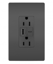  R26USBACBK - radiant® 15A Tamper-Resistant USB Type A/C Outlet, Black