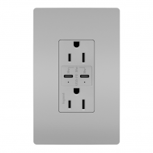  R26USBPDGRY - radiant® 15A Tamper Resistant Ultra Fast PLUS Power Delivery USB Type C/C Outlet, Gray