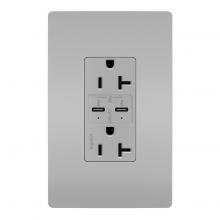  TR20USBPDGRY - radiant® 20A Tamper Resistant Ultra Fast PLUS Power Delivery USB Type C/C Outlet, Gray