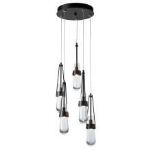  131127-SKT-STND-14-ZM0434 - Link 5-Light Clear Glass Pendant