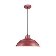  RWHC14-SR - R Series 1-Light Cord Hung Warehouse Satin Red