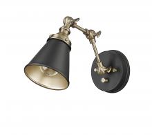  12001-MB/VB - Edith 1-Light Swing Arm Sconce Light Matte Black/Vintage Brass