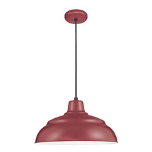  RWHC17-SR - R Series 1-Light Cord Hung Warehouse Satin Red