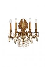 Elegant 9605W21FG-GT/RC - Monarch 5 light French Gold Wall Sconce Golden Teak (Smoky) Royal Cut Crystal