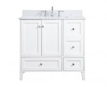  VF18036WH-BS - 36 Inch Single Bathroom Vanity in White with Backsplash