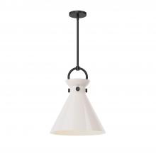  PD412514MBGO - Emerson 14-in Matte Black/Glossy Opal Glass 1 Light Pendant