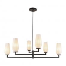  CH424135MBOP - Krysta 35-in Matte Black/Opal Glass 6 Lights Chandelier