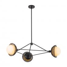  CH490340MBOP - Perth 40-in Matte Black/Opal Glass 3 Lights Chandelier