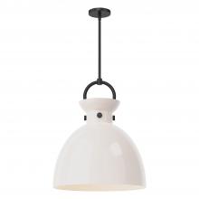  PD411818MBGO - Waldo 18-in Matte Black/Glossy Opal Glass 1 Light Pendant