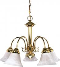  60/185 - Ballerina - 5 Light Chandelier with Alabaster Glass - Polished Brass Finish