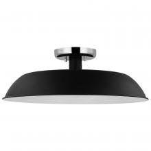  60/7495 - Colony; 1 Light; Medium Semi-Flush Mount Fixture; Matte Black with Polished Nickel