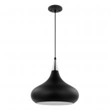  60/7513 - Phoenix; 1 Light; Medium Pendant; Matte Black with Polished Nickel