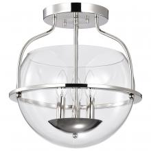  60/7822 - Amado 3 Light Semi Flush Mount; Polished Nickel Finish; Clear Glass