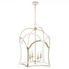  8217-4-0880 - Tiffany 4 Light Lantern, Studio White, Aged Brass