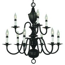  2529 SP - 9-Light Satin Pewter Jamestown Dining Chandelier