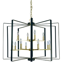  3058 SB/MBLACK - 12-Light Satin Brass/Matte Black Camille Chandelier