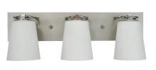  4853 SP/PN/WH - 3-Light Satin Pewter/Polished Nickel/White Glass Mercer Bath Sconce