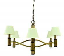  5636 AB/MBLACK - 6-Light Antique Brass/Matte Black Accents Hampton Dining Chandelier