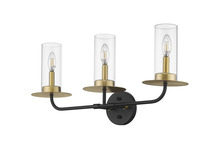  70157 - Vivio 3-Light Aura Two-Toned Vanity - Matte Black/ Matte Gold