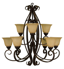  15426 - El Paso Series 9-Light Chandelier - Tea Stain Glass