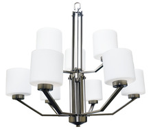  18521 - Paris 9-Light Chandelier - NK White Cylinder Glass