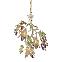  86051 - Huarco 3-Light Chandelier in Seashell and Sage Green with Floral-shaped Glass