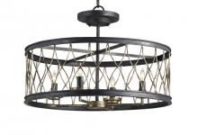  9902 - Crisscross Black Semi-Flush Mo